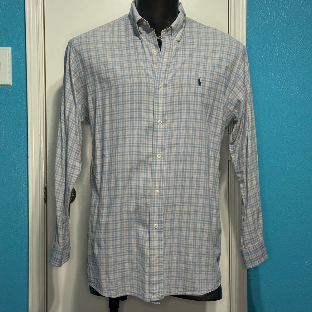 Ralph Lauren Pastel Plaid 100% Cotton Long sleeve button down Shirt L GUC - Picture 7 of 10